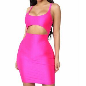 Fashion Nova: Cut To The Chase Mini Dress -  Hot Pink Cut Out Mini Bodycon